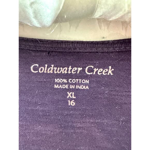 COLDWATER CREEK | Purple Beaded Embellished Dolman Sleeve Top 100% Cotton | XL - Picture 6 of 8
